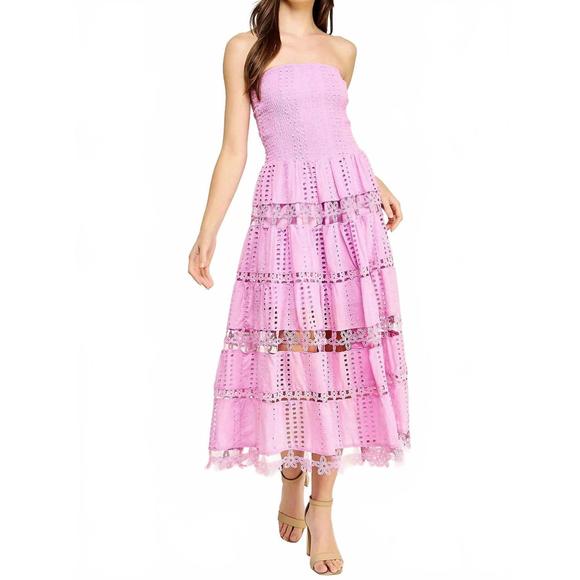 NEW STRUT & BOLT eyelet lace tube dress in pink - Picture 4 of 4